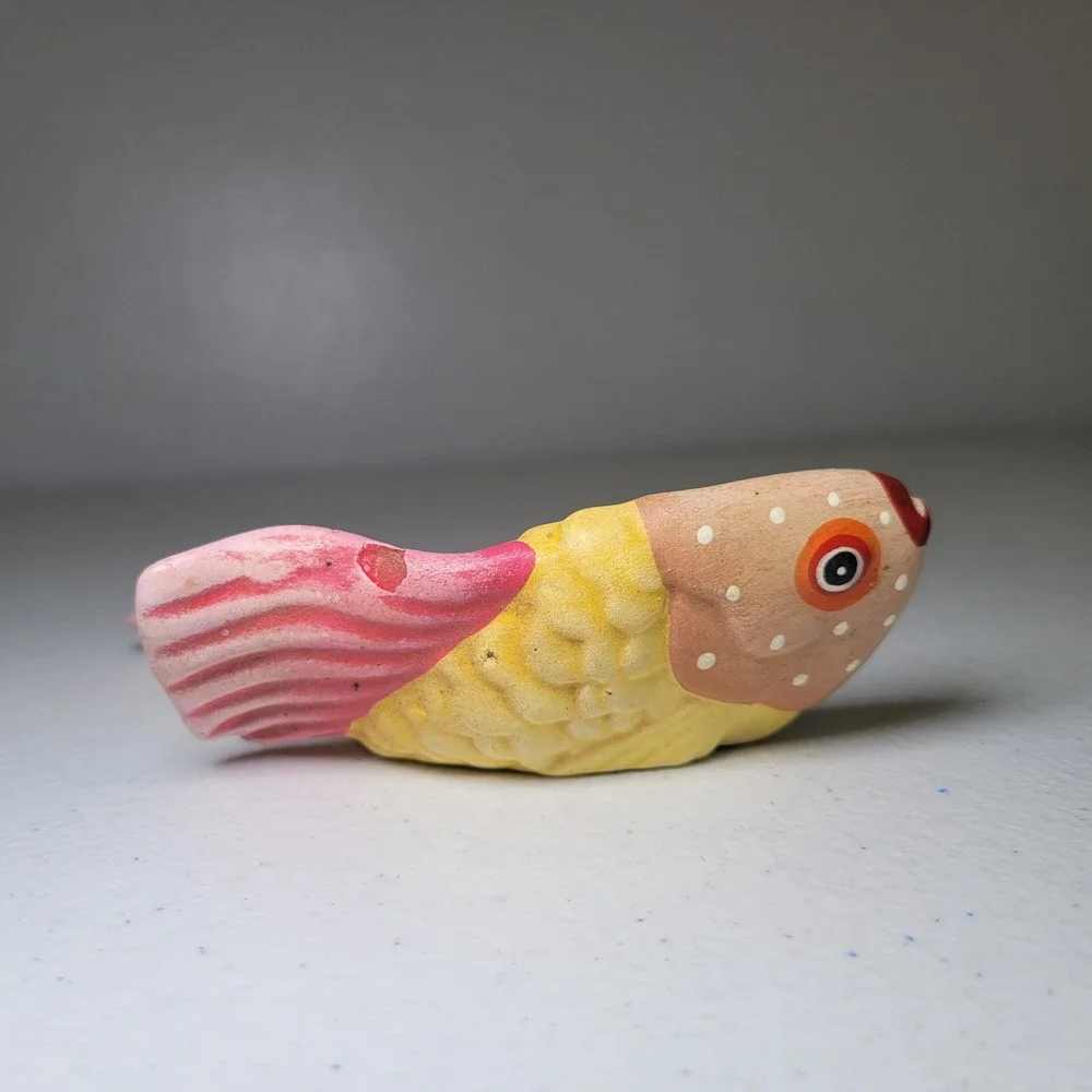Small Painted Ceramic‎ Fish Wall Hang Decor Mexican Vintage Colorful Folk Art